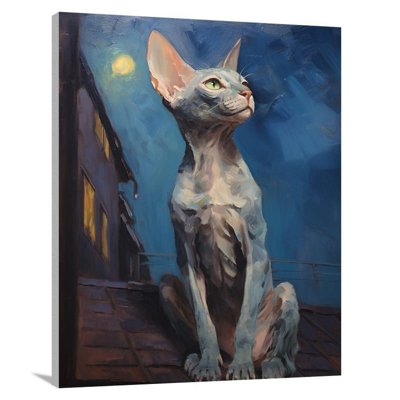 Hairless Cat on Rooftop - Canvas Print