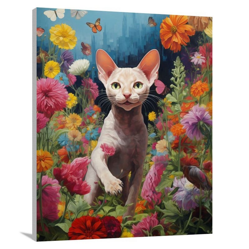 Hairless Cat's Garden - Canvas Print