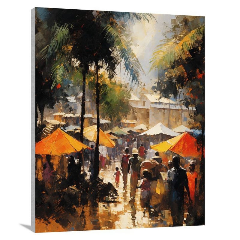 Haitian Market - Impressionist - Canvas Print
