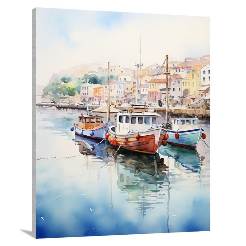 Harbor Reflections - Watercolor - Canvas Print