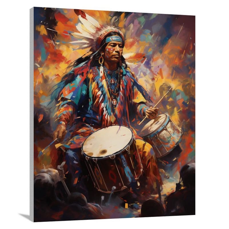 Harmony of Cultures: Native American Rhythm - Canvas Print