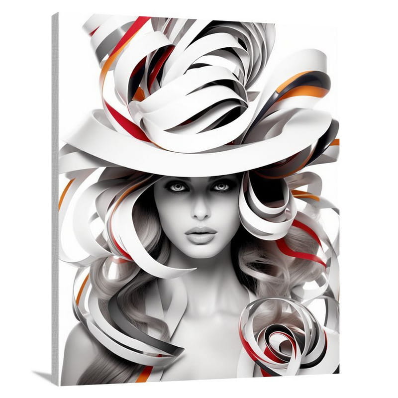 Hat Fashion: A Rainbow Cascade - Black And White - Canvas Print