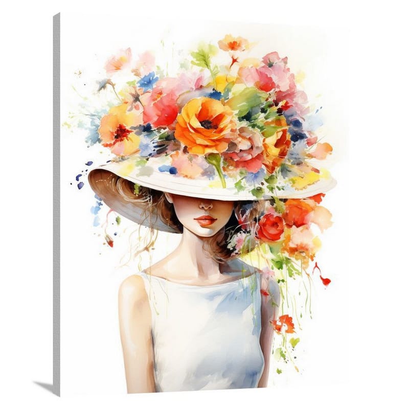 Hat of Blooms - Watercolor - Canvas Print