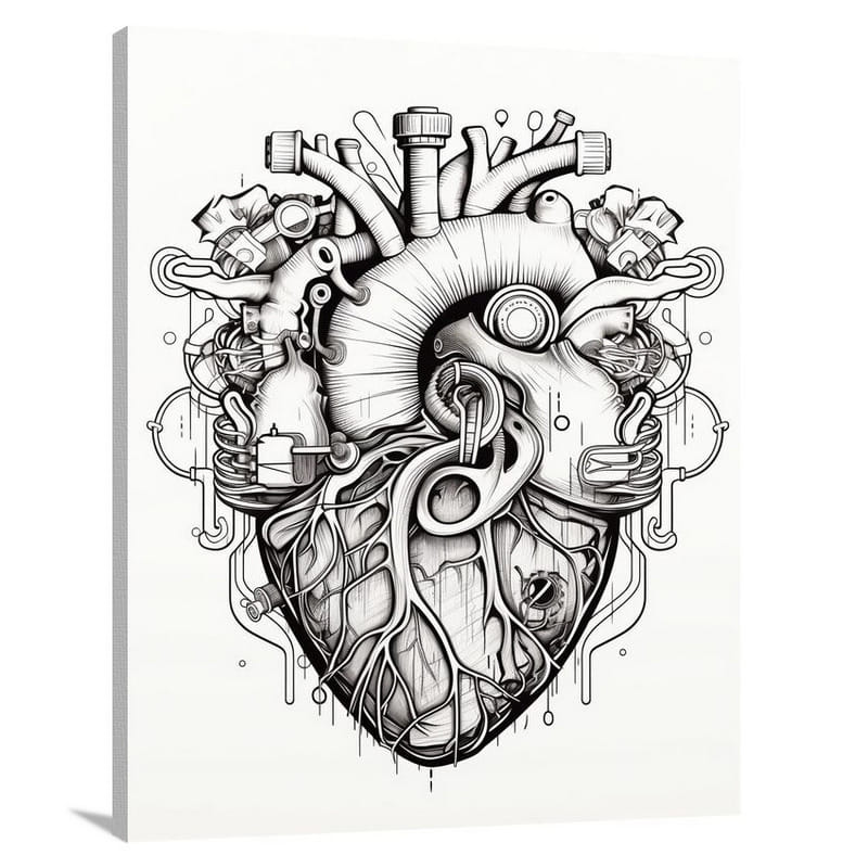 Heart's Labyrinth - Black And White - Canvas Print