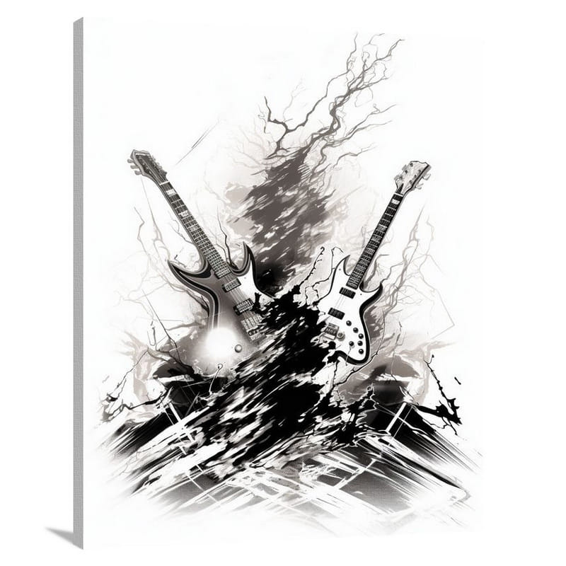 Heavy Metal - Black and White - Canvas Print