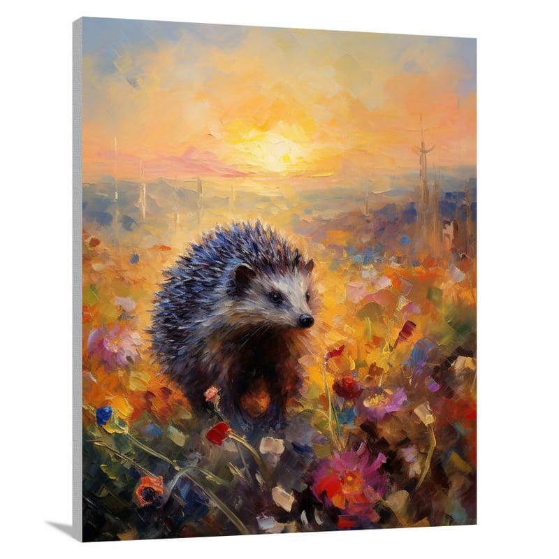 Hedgehog's Golden Meadow - Canvas Print
