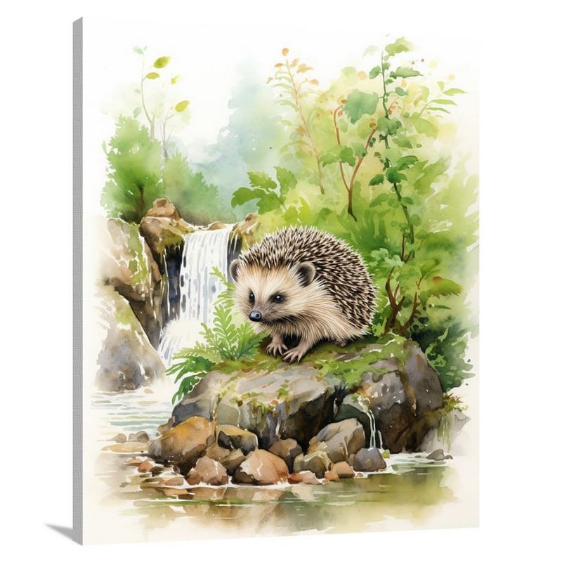 Hedgehog's Haven - Watercolor - Canvas Print