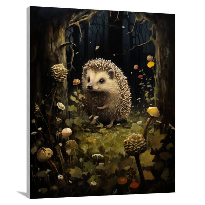 Hedgehog's Nocturnal Journey - Canvas Print
