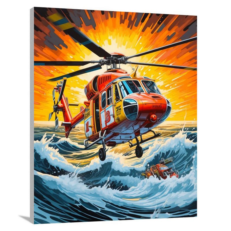 Helicopter's Heroic Voyage - Pop Art - Canvas Print