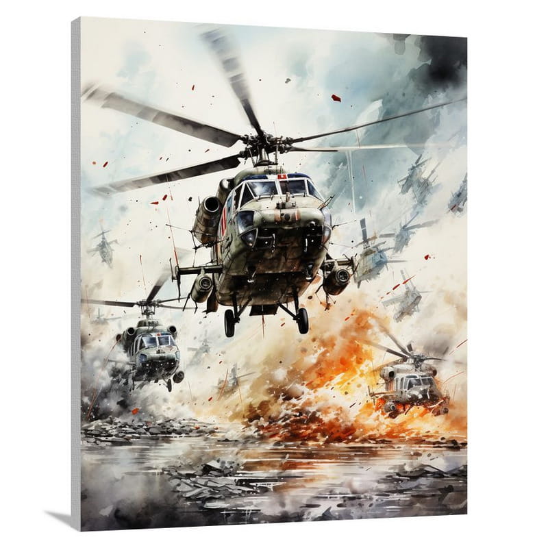 Helicopter Symphony - Watercolor 2 - Canvas Print