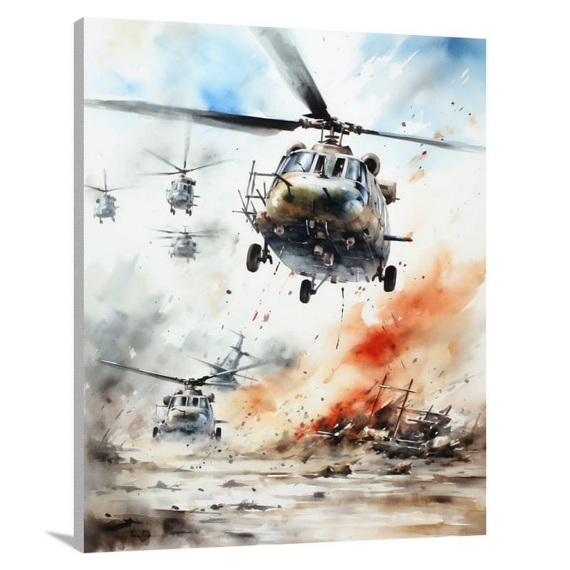 Helicopter Symphony - Watercolor - Canvas Print