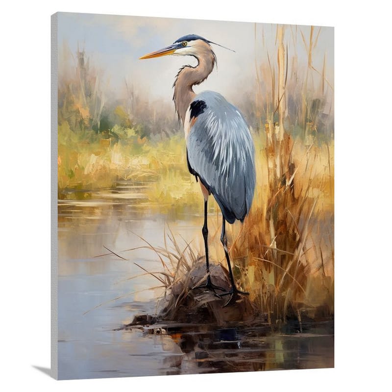 Heron's Serenity - Impressionist - Canvas Print