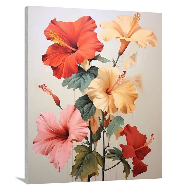 Hibiscus Bouquet: A Celebration of Diversity - Minimalist - Canvas Print