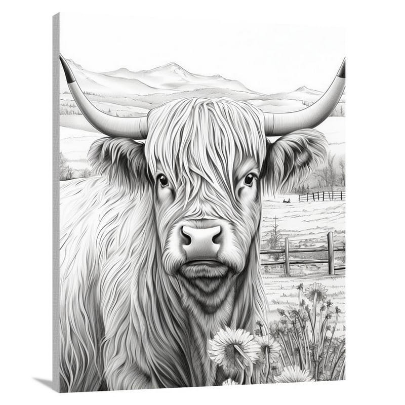 Highland Cow's Playful Farm - Canvas Print