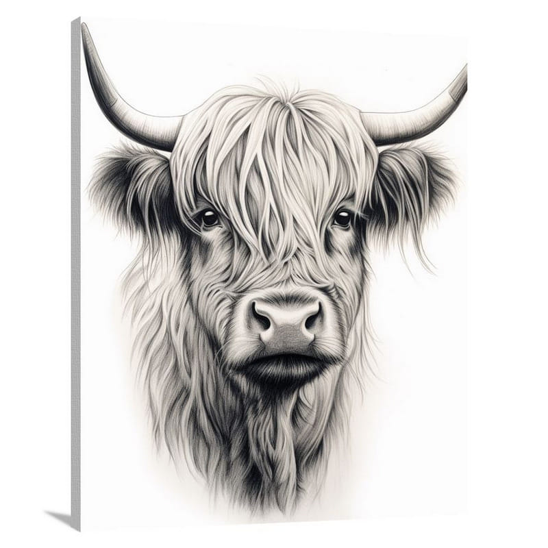 Highland Cow's Playful Farm Dance - Canvas Print