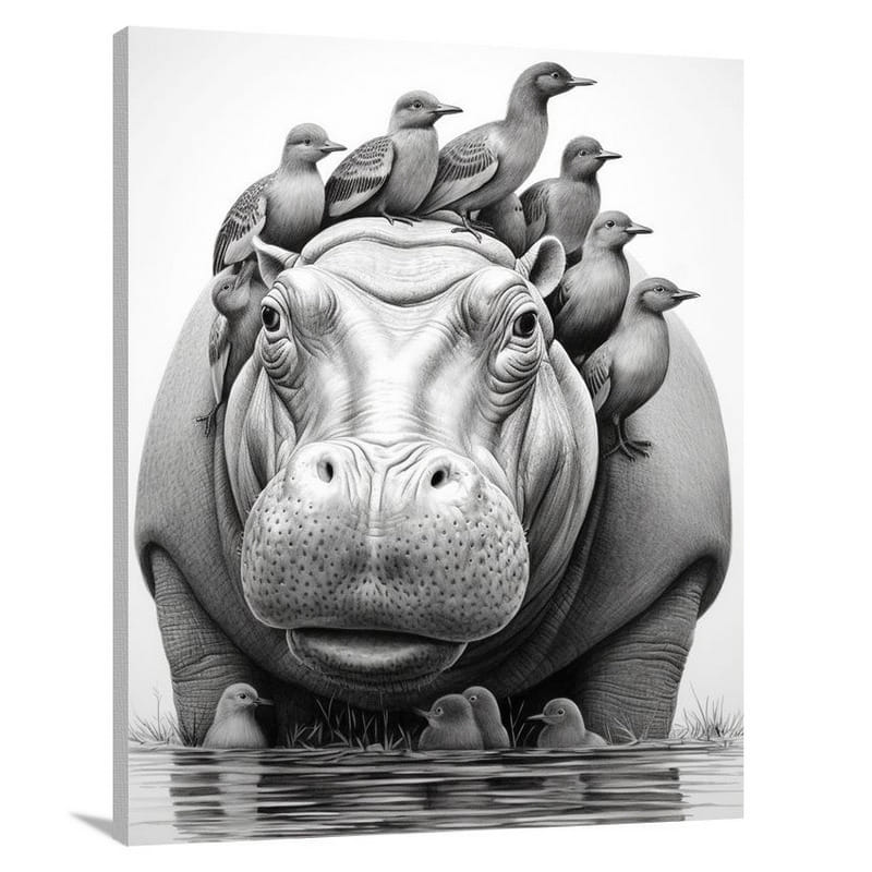 Hippopotamus Harmony - Canvas Print