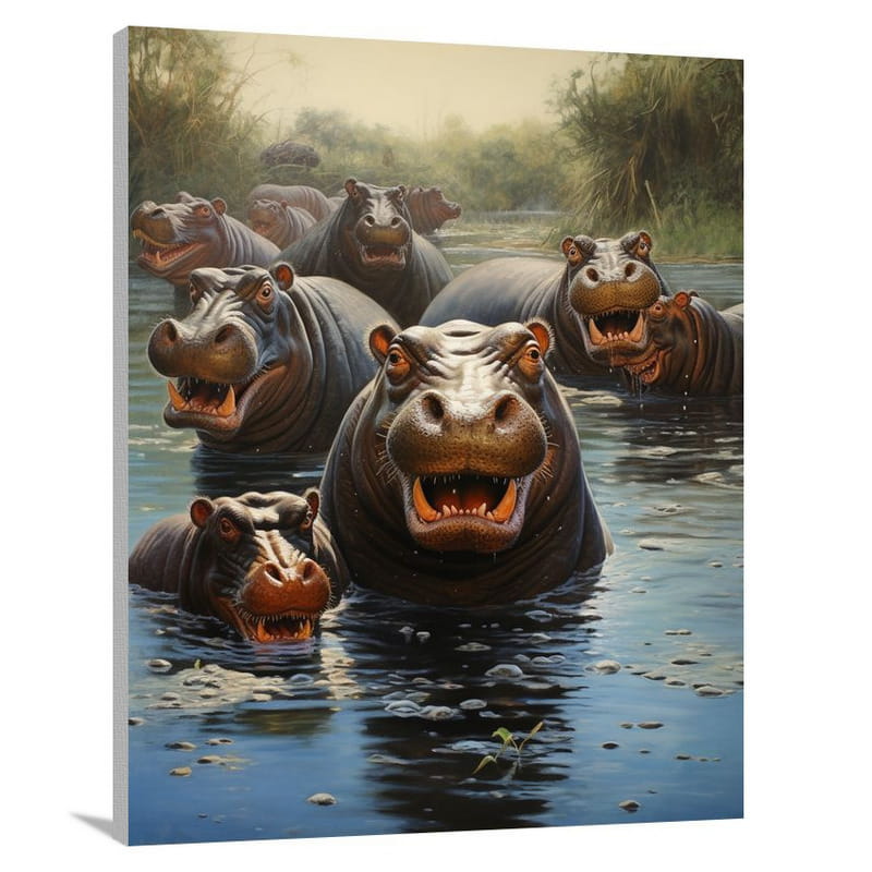 Hippopotamus Haven - Canvas Print