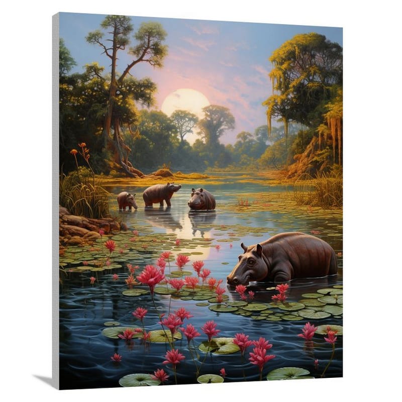 Hippopotamus Haven - Contemporary Art - Canvas Print