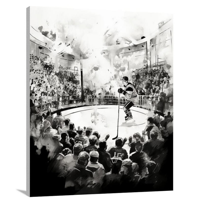 Hockey Fever - Black And White - Canvas Print