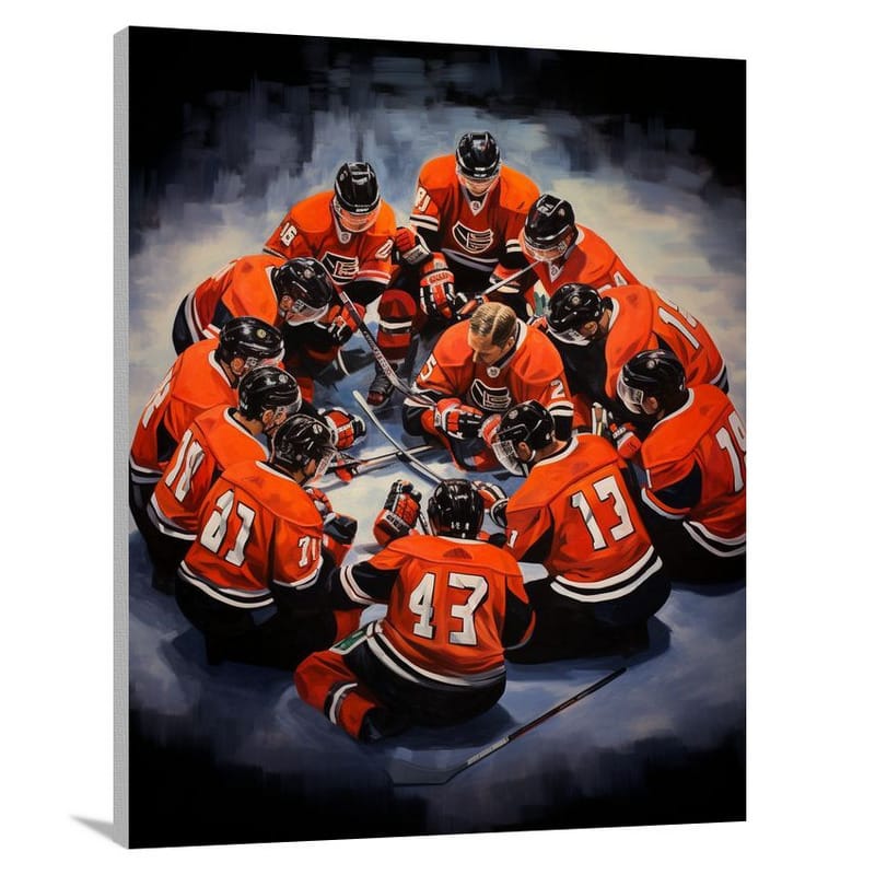 Hockey Huddle - Canvas Print