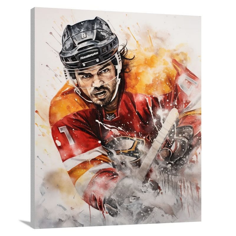 Hockey's Intensity - Watercolor - Canvas Print