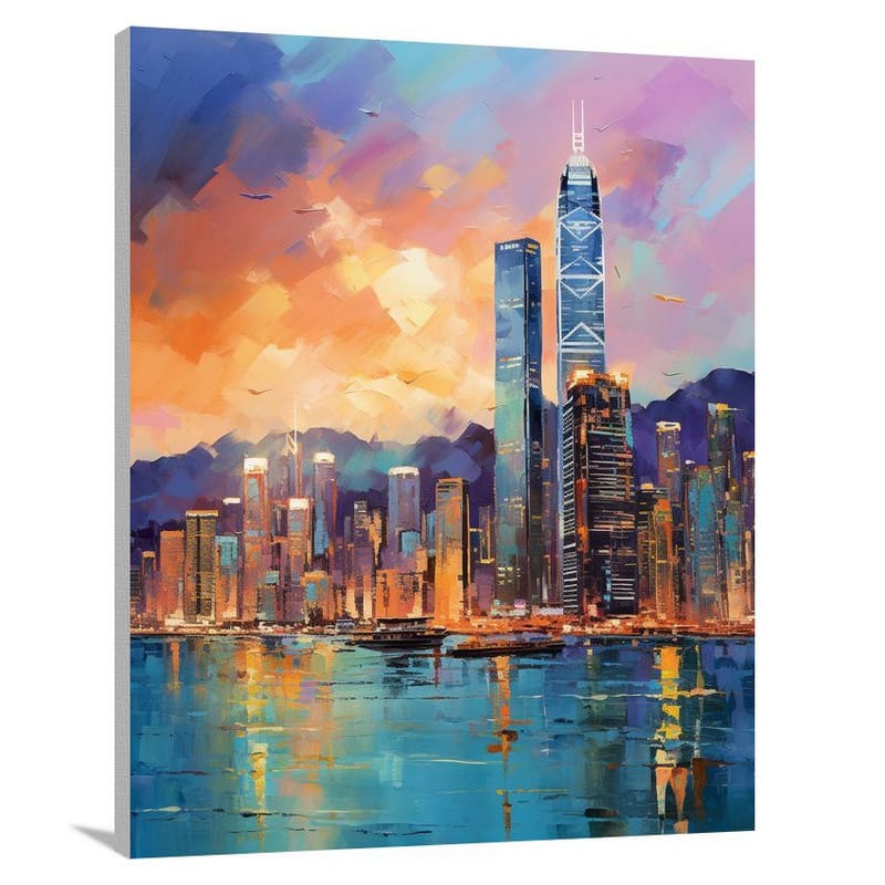 Hong Kong Nightscape - Impressionist - Canvas Print