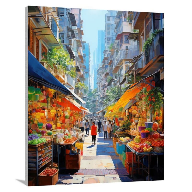 Hong Kong's Vibrant Market - Canvas Print