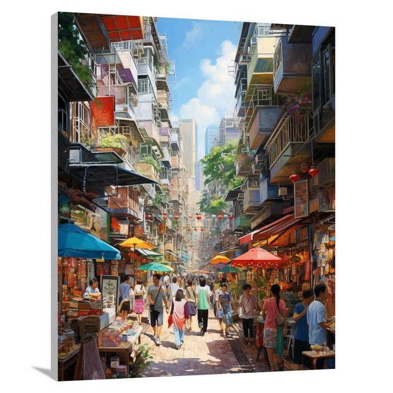 Hong Kong's Vibrant Umbrella Parade - Canvas Print