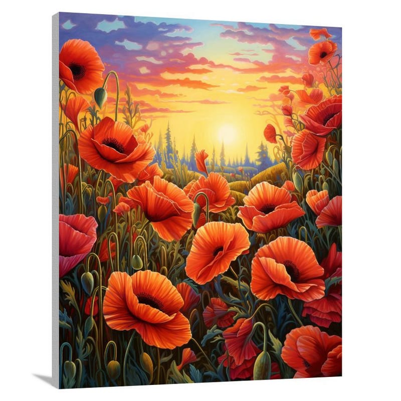 Honoring Heroes: A Poppy Field on Veterans Day - Canvas Print