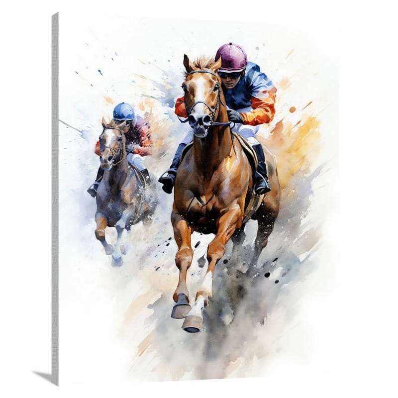 Horse Racing: A Masterpiece of Motion - Watercolor - Canvas Print