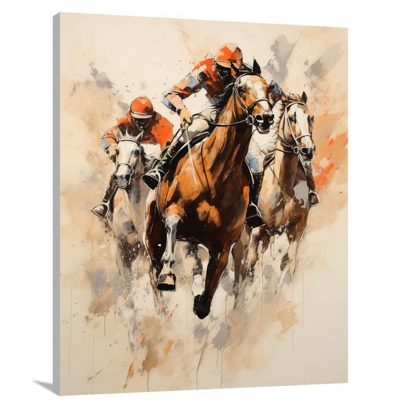 Horse Racing: Fierce Pursuit - Canvas Print