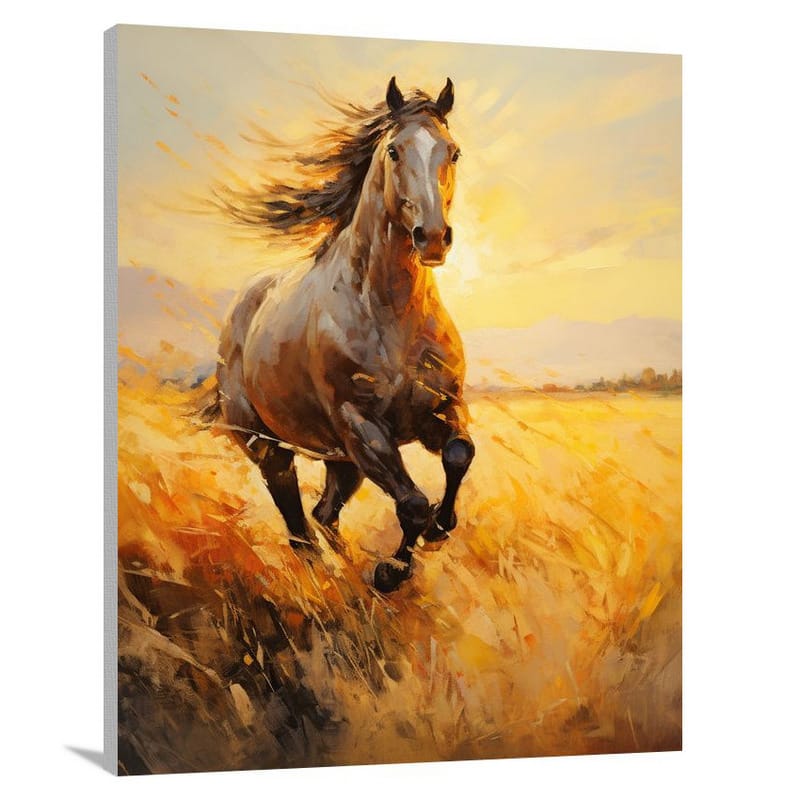 Horse's Golden Gallop - Impressionist - Canvas Print
