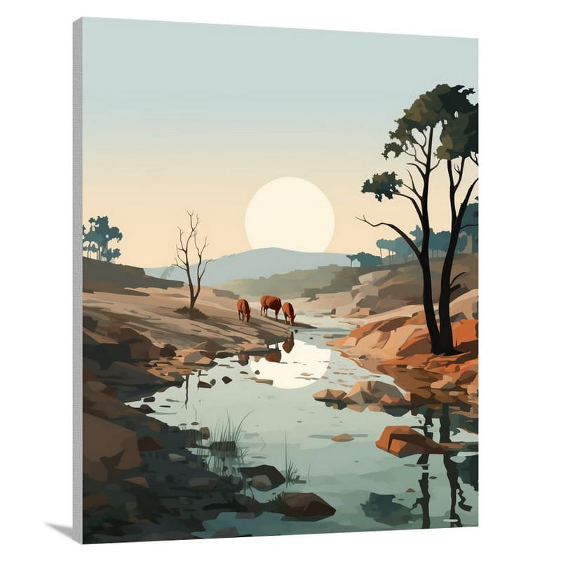 Horse's Serene Oasis - Canvas Print