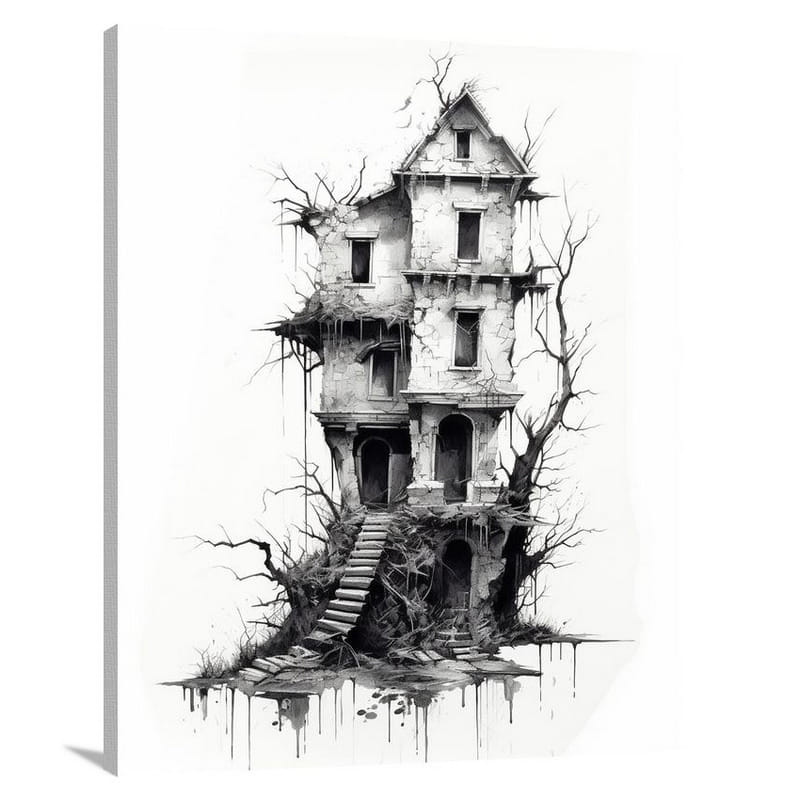 House of Whispers - Black And White - Canvas Print