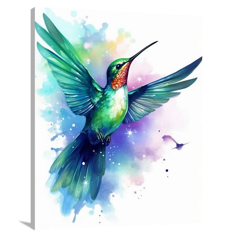Hummingbird's Twilight Flight - Watercolor - Canvas Print