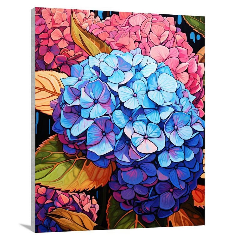 Hydrangea Bloom - Pop Art - Canvas Print