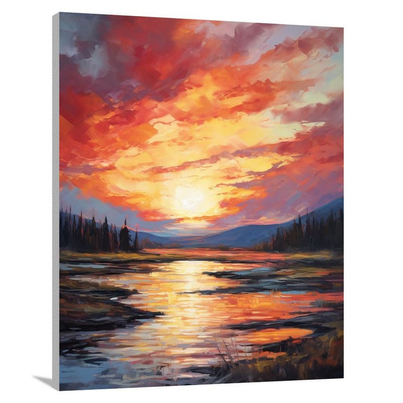 Idaho's Fiery Sunset - Impressionist - Canvas Print