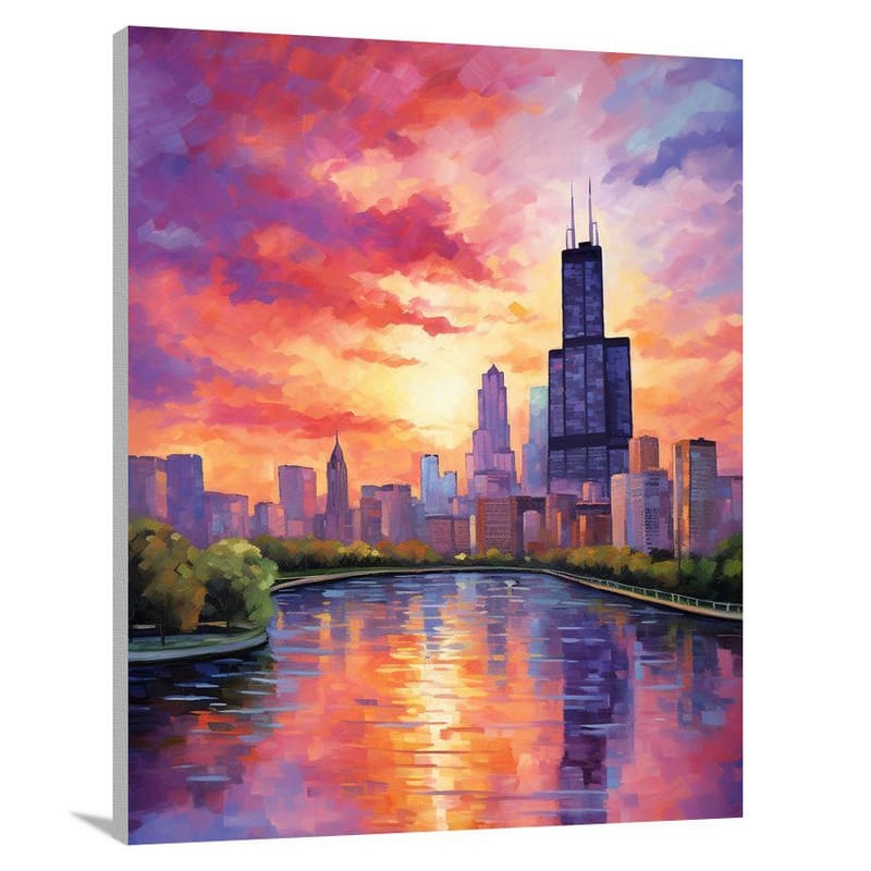 Illinois Sunset - Impressionist - Canvas Print