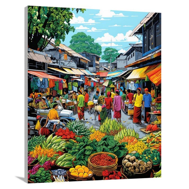 Indonesia's Market Melody - Pop Art - Canvas Print