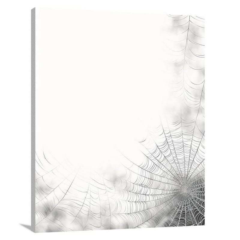 Interwoven Symphony: Spider Web - Black And White - Canvas Print