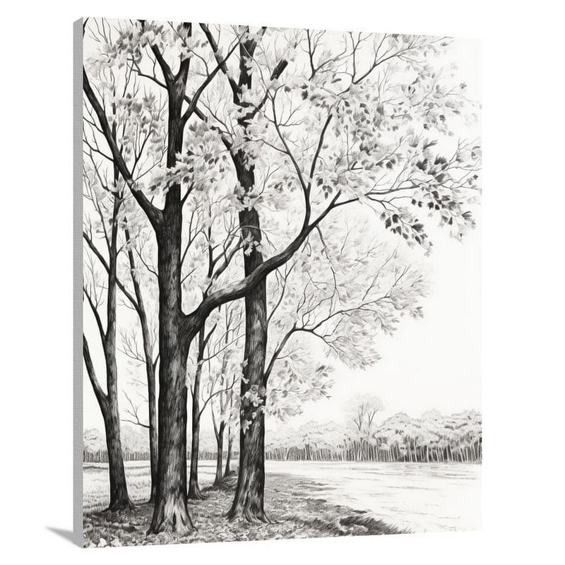 Iowa's Autumn Whispers - Black And White - Canvas Print