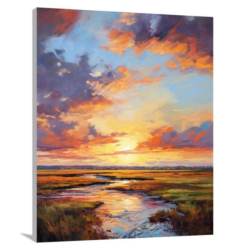 Iowa Sunset: Fiery Prairie - Canvas Print
