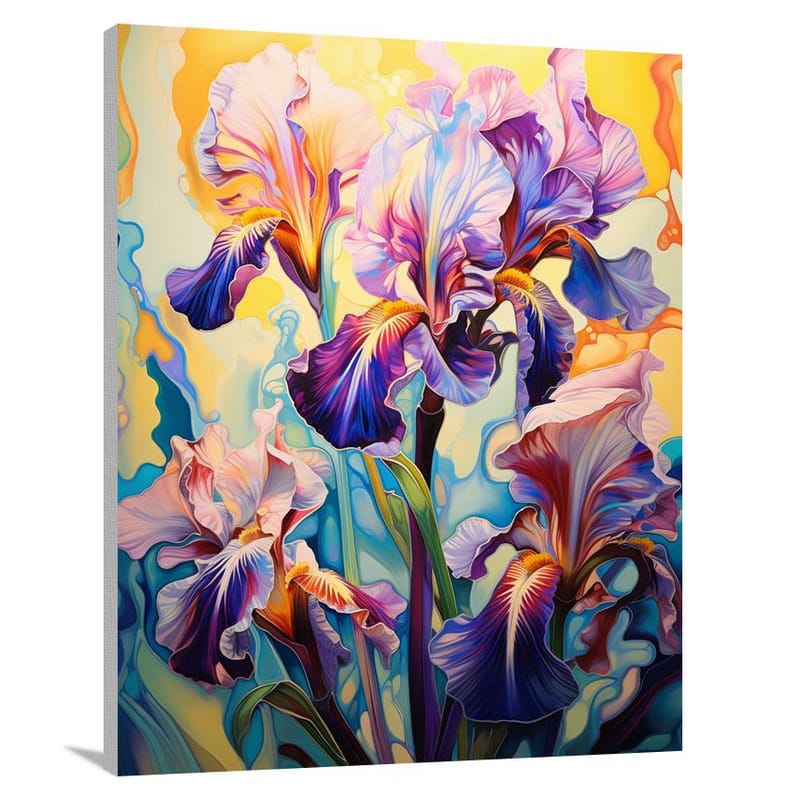 Iris Blooms: A Vibrant Pop Art Delight. - Canvas Print
