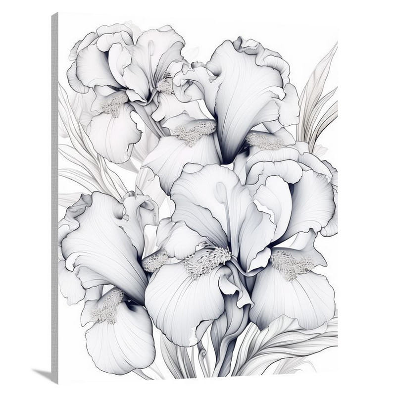 Iris Symphony - Black And White - Canvas Print