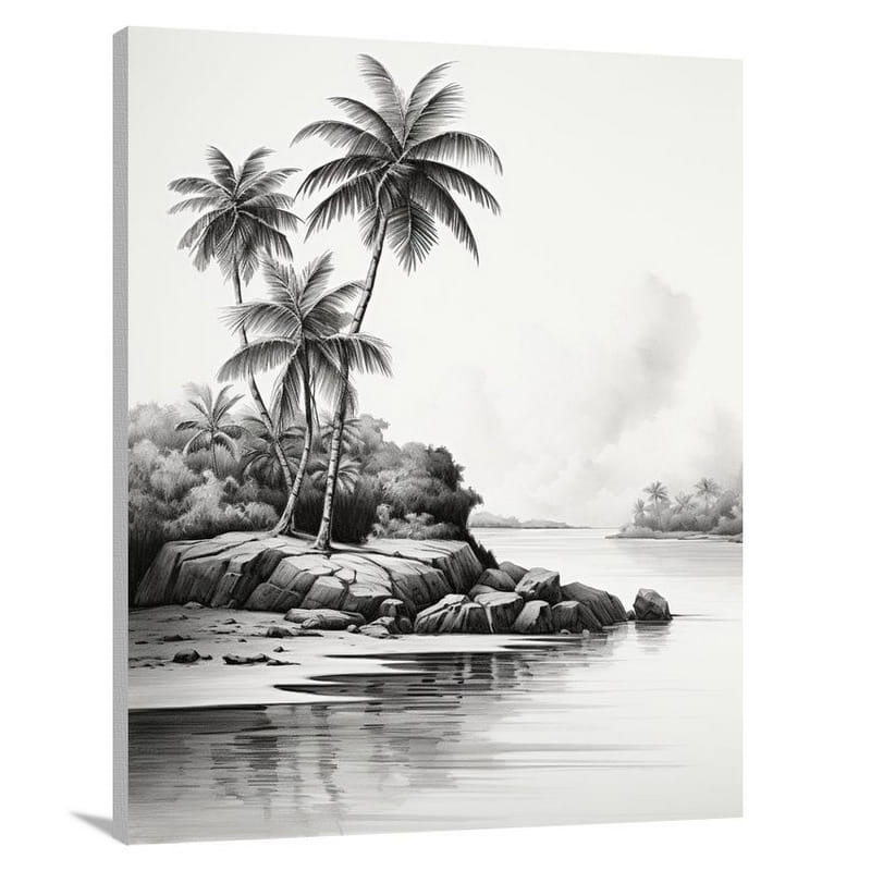 Island Serenity - Black And White - Canvas Print