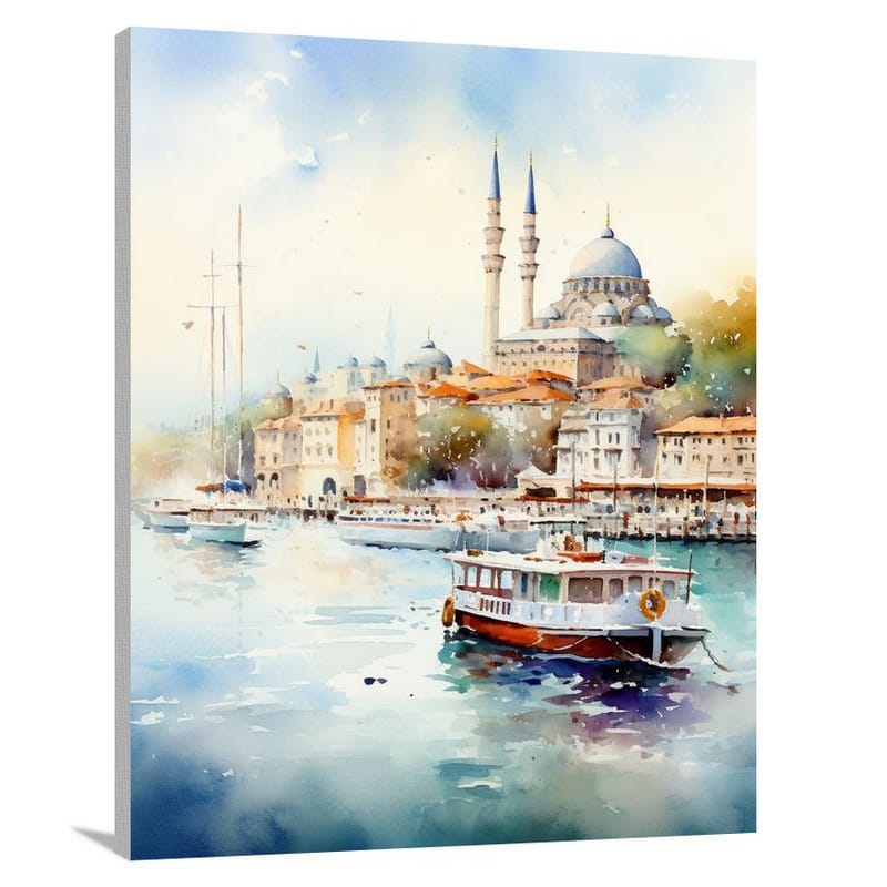 Istanbul's Serene Harmony - Watercolor - Canvas Print