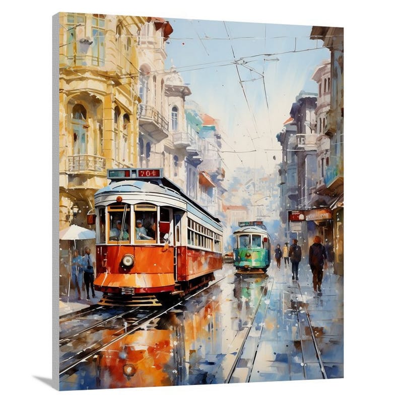 Istanbul's Vibrant Rain Dance - Canvas Print