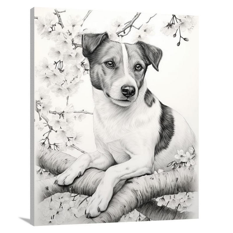 Jack Russell Terrier: Serene Blossoms - Canvas Print