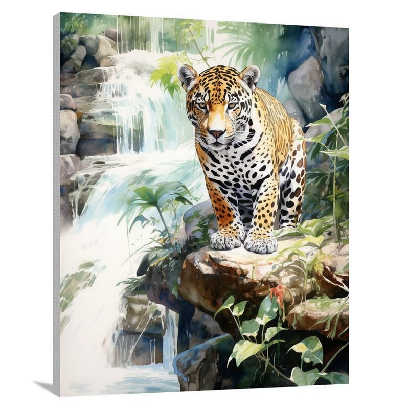 Jaguar's Serene Watch - Canvas Print