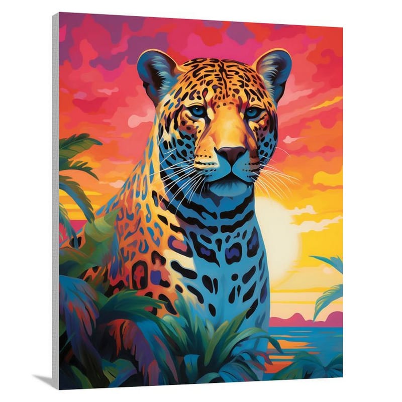 Jaguar's Vibrant Hunt - Canvas Print